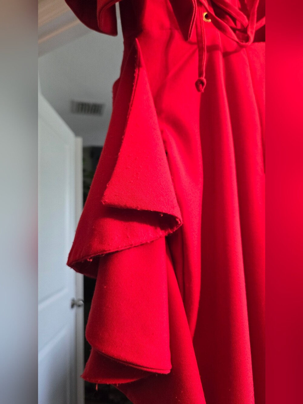 Grass-Fields Red Ruffle Cold-Shoulder High low corset dress Size 8 - Picture 8 of 15